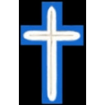 CHRISTIAN CHAPLAINS CROSS BLUE SILVER PIN