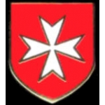 MALTESE CROSS PIN SHIELD RED PIN