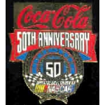 COCA COLA COKE NASCAR 50TH ANNIV LG PIN