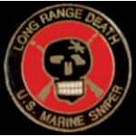 USMC MARINE CORPS PIN SNIPER LONG RANGE DEATH SKULL PIN